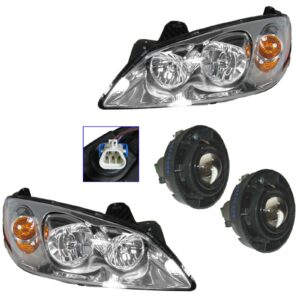 Headlight Fog Driving Light Lamp Kit Set of 4 for 05-09 Pontiac G6 GT