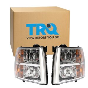TRQ Headlight Set Fits 2007-2014 Chevrolet Silverado 1500 2500 3500 HD