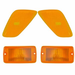Parking Marker Light Lamp Amber 4 Piece Kit Compatible with 01-06 Jeep Wrangler TJ