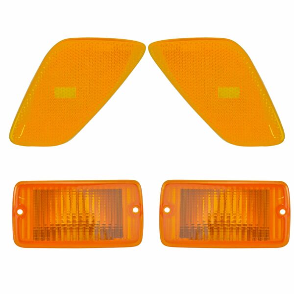 Parking Marker Light Lamp Amber 4 Piece Kit Compatible with 01-06 Jeep Wrangler TJ