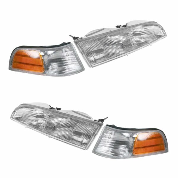 Headlight Headlamp Corner Light Lamp Kit Set of 4 for 92-97 Crown Victoria Base