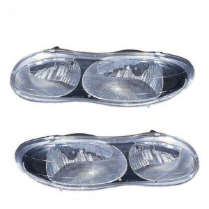 Performance Headlight Headlamp w/ Black Bezel Pair Set Compatible with 98-02 Chevy Camaro