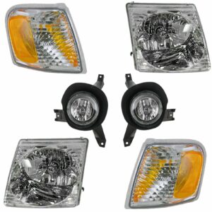 Headlight Fog Lamp Parking Light 6 Piece Kit Set for 01-05 Ford Explorer