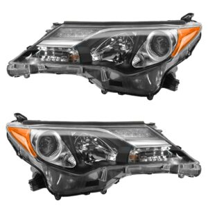 Headlight Headlamp Halogen LH Driver RH Passenger PAIR Set for 13-14 Toyota RAV4
