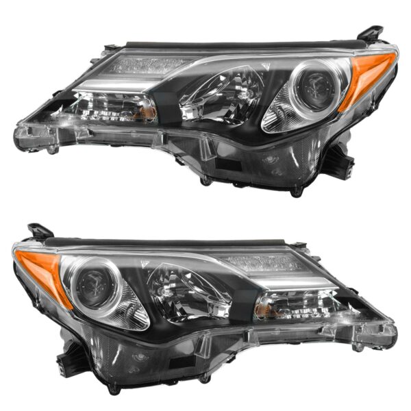 Headlight Headlamp Halogen LH Driver RH Passenger PAIR Set for 13-14 Toyota RAV4