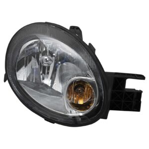 Headlight Headlamp w/ Black Bezel Passenger Side Right RH Compatible with 03-05 Dodge Neon