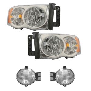 Headlight Fog Driving Light Lamp Kit LH RH Set of 4 for 02-05 Dodge Ram