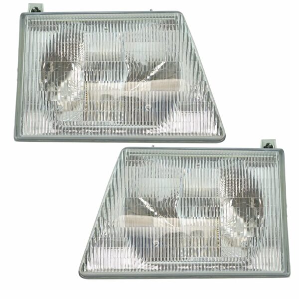 Headlights Headlamps Left & Right Pair Set for 92-96 Ford Econoline Van