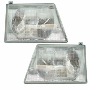 Headlights Headlamps Left & Right Pair Set for 92-96 Ford Econoline Van