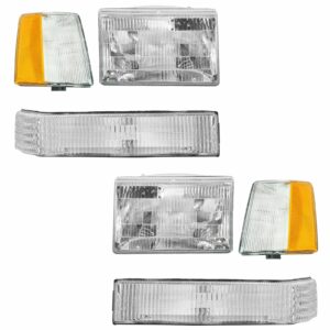 Headlights & Parking Corner Lights Left/Right Pair Set for 93-96 Grand Cherokee