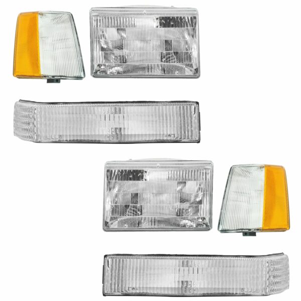 Headlights & Parking Corner Lights Left/Right Pair Set for 93-96 Grand Cherokee