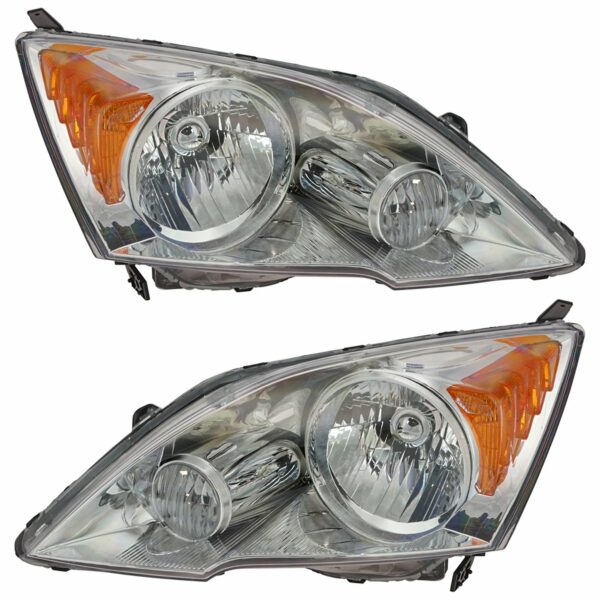 Headlights Headlamps Left & Right Pair Set of 2 for 07-11 Honda CR-V CRV