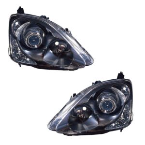 Black Projector Performance Headlight Pair Set Compatible with 02-05 Honda Civic Hatchback