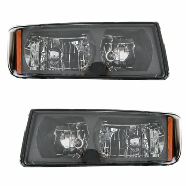 Headlights Headlamps Pair Set LH & RH for 02-05 Chevy Avalanche Pickup Truck