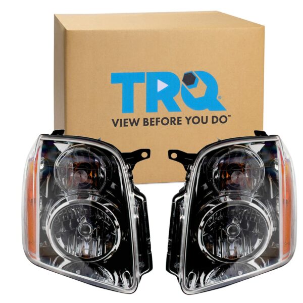 TRQ Headlight Set Fits 2007-2014 GMC Yukon Yukon XL 1500 2007-2013 Yukon XL 2500
