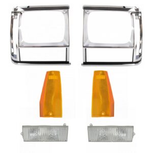 Headlight Bezel Side Marker Parking Light Lamp Compatible with 91-96 Jeep Cherokee XJ