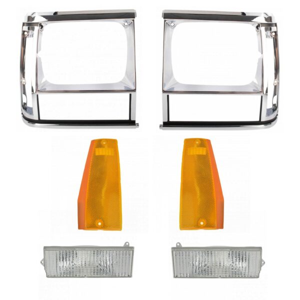 Headlight Bezel Side Marker Parking Light Lamp Compatible with 91-96 Jeep Cherokee XJ