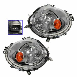 Headlight Headlamp w/ Amber Signal Halogen Pair Set for Mini Cooper S Clubman