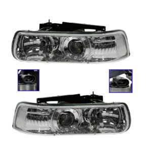 Headlights Lamps Performance Chrome Projector Pair Compatible with Silverado Tahoe Suburban