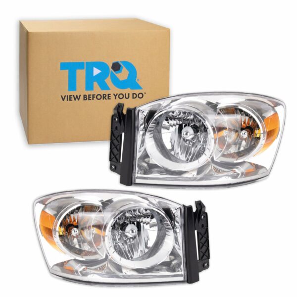 TRQ Headlight Set Fits 2007-2008 Dodge Ram 1500 2007-2009 Ram 2500 Ram 3500