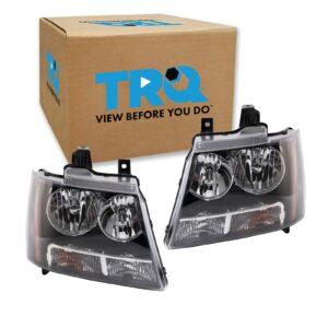 TRQ Headlight Set Fits 2007-2014 Chevrolet Avalanche Suburban Tahoe