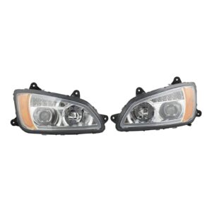 Chrome Performance Halogen Headlight Lamp Set Compatible with Kenworth T660