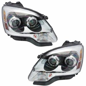 Clear Lens Halogen Headlight Lamp Right & Left Pair Set for 08-12 GMC Acadia