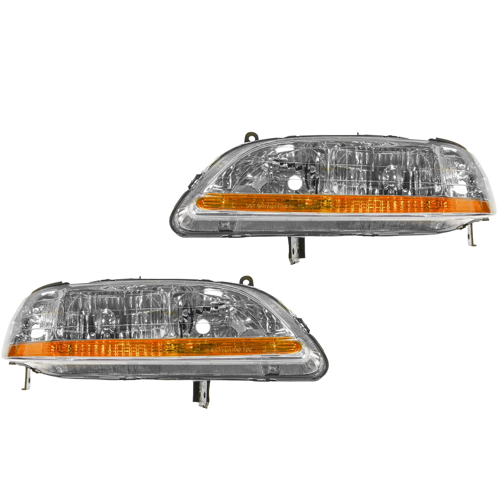 Headlights Headlamps Left & Right Pair Set for 01-02 Honda Accord