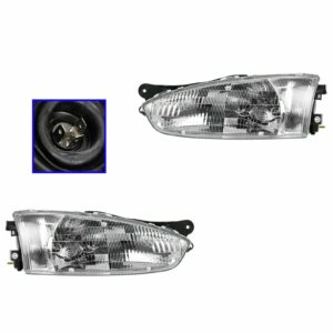 Headlights Headlamps Left & Right Pair Set for 97-02 Mirage 2 Door Coupe