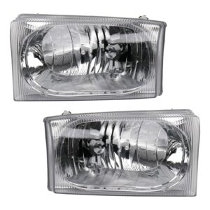 Headlight Set Compatible with 2002-2004 Ford Excursion 2002-2005 F-250 F-350 Super Duty
