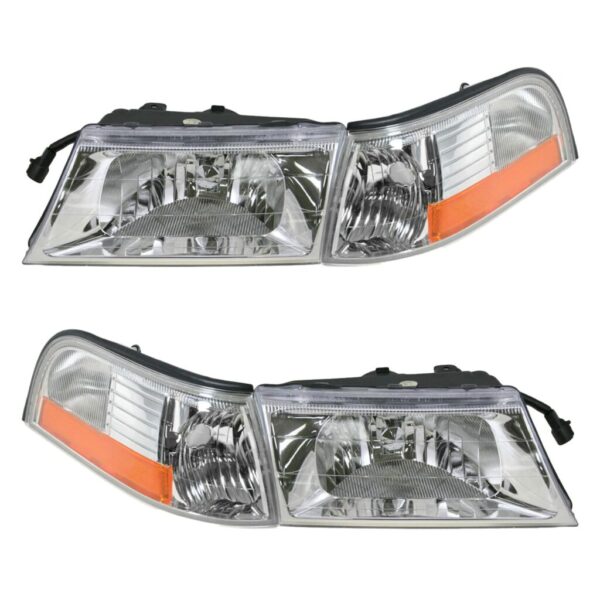 Headlight Parking Marker Light Lamp Set of 4 Compatible With 03-04 Mercury Grand Marquis