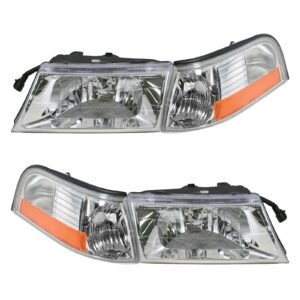 Headlight Parking Marker Light Lamp Set of 4 Compatible With 03-04 Mercury Grand Marquis