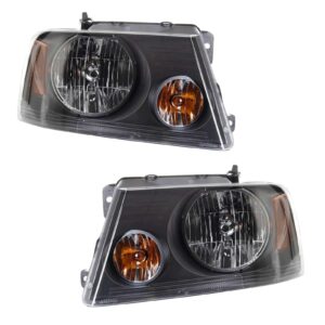Black Housing Style Headlight Set Compatible with 2007-2008 Ford F-150