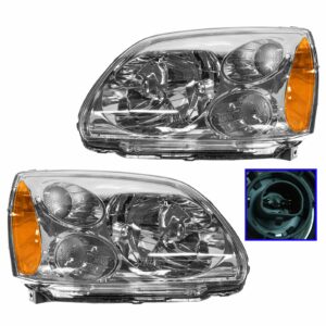 Halogen Headlight Headlamp Pair Set of 2 Kit for 04-12 Galant Bright Bezel