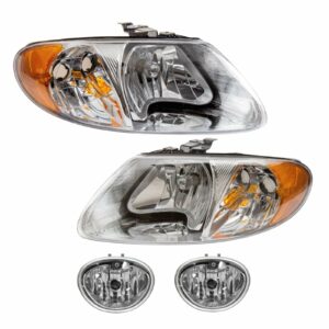 Headlight Fog Driving Light Lamp Kit LH RH Set of 4 for 01-04 Dodge Mini Van