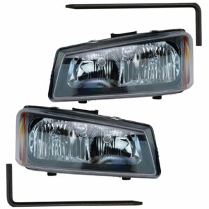 Headlights Headlamps Set & Mounting Pin Compatible with 05-07 Silverado Avalanche Truck
