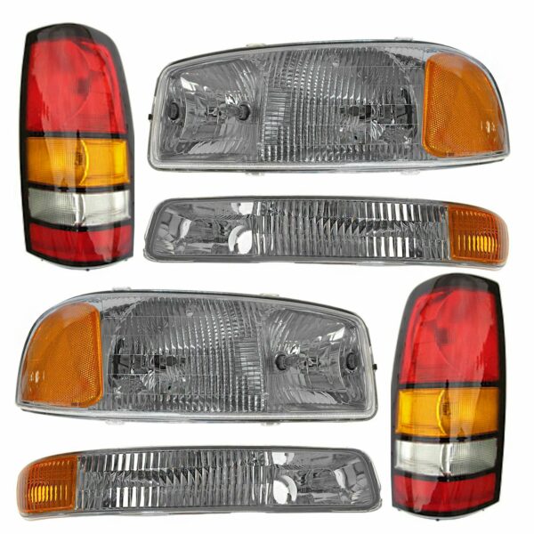 Headlight Parking Light Tail Lamp Kit Set of 6 for 04-07 GMC Sierra Pickup Truck