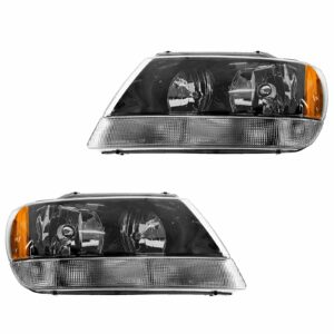Headlights Headlamps Left LH Right RH Pair Set for 99-04 Grand Cherokee Laredo