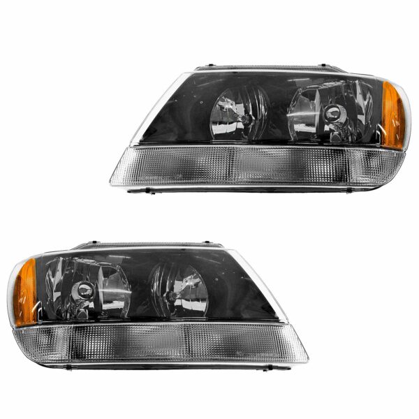 Headlights Headlamps Left LH Right RH Pair Set for 99-04 Grand Cherokee Laredo