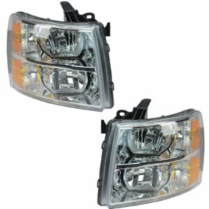 Headlights Lamps Left & Right Pair Set of 2 for 07-13 Silverado Pickup Truck