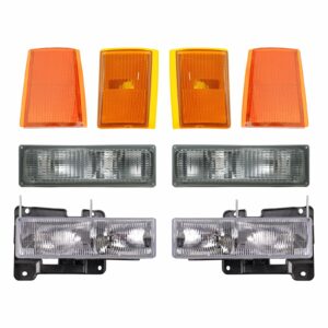 Headlights & Corner Parking Lights Left & Right Set Kit for 90-93 Chevy Truck