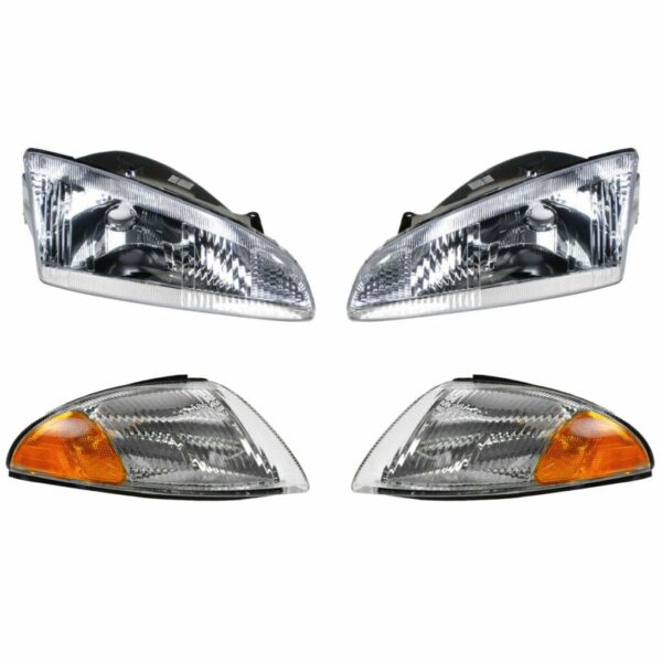 Headlights & Parking Corner Lights Left & Right Kit Set for 95-97 Dodge Intrepid