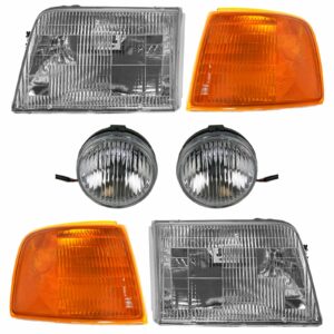 Headlight Fog Lamp Parking Light 6 Piece Kit Set for 93-97 Ford Ranger Truck
