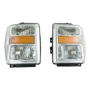 Halogen Headlight Lamp Left Right Set Pair for 08-10 Ford F250 F350 Super Duty