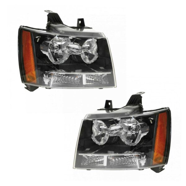 Headlight Set Compatible with 2007-2013 Chevrolet Avalanche Suburban Tahoe