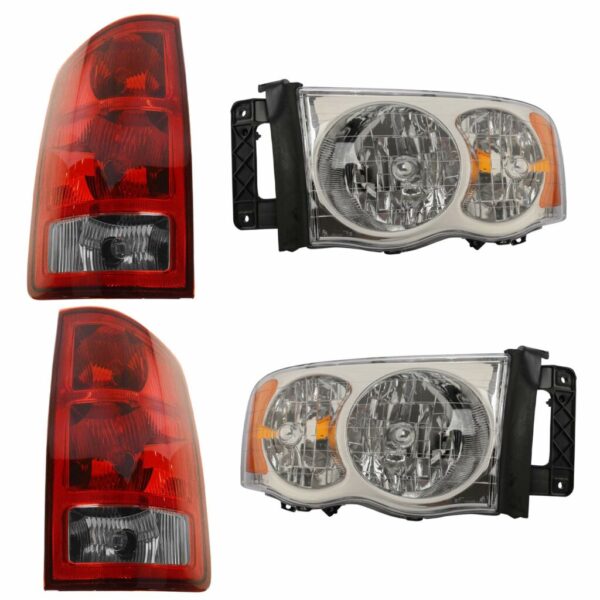 4 Piece Headlight Tail Light Lamp Kit Set LH RH for 02-05 Ram Truck