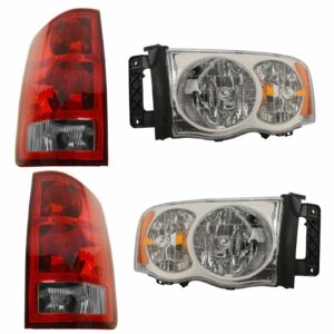 4 Piece Headlight Tail Light Lamp Kit Set LH RH for 02-05 Ram Truck