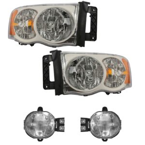 Headlight Fog Driving Light Lamp Kit LH RH Set of 4 for 02-05 Dodge Ram
