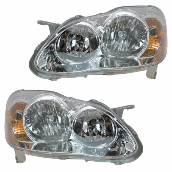 Headlights Headlamps Left & Right Pair Set for 05-08 Toyota Corolla CE & LE