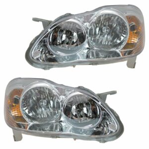 Headlights Headlamps Left & Right Pair Set for 05-08 Toyota Corolla CE & LE